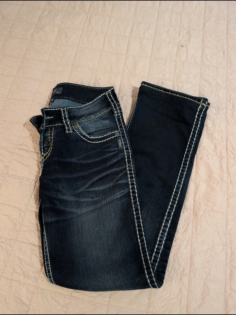 Silver Jeans Dark Blue Skinny Jeans with Contrast Stitching